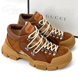 NEW GUCCI FLASHTREK GG Leather Suede Canvas Mid Top Sneakers 7.5 G / US 8 $980